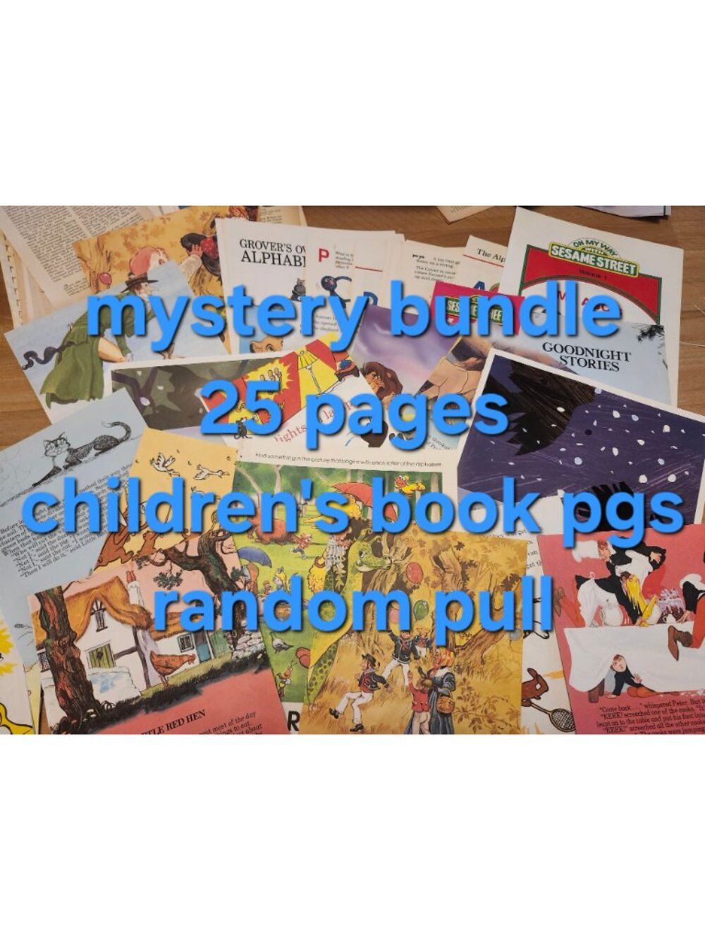 25 Vintage Illustrated Children's Book Pages Junk Journal Ephemera Lot Scrapbook